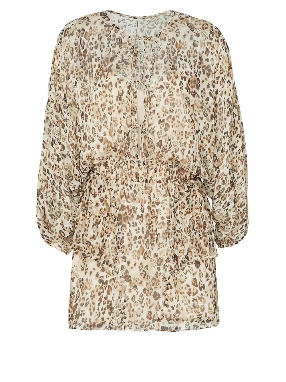 IRO Womens Beige Leopard Print Long Sleeve Mini Dress